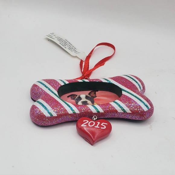 Dog Puppy ORNAMENT SMALL Photo Frame Christmas ORNAMENT 2015 Heart Love - Picture 3 of 7